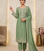 green designer embroidered kurta set