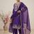 purple designer embroidered kurta set