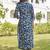 Women turquoise blue floral printed straight kurta set