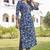 Women turquoise blue floral printed straight kurta set