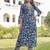 Women turquoise blue floral printed straight kurta set