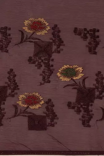 Purple chiffon swarovski work saree with matching blouse piece
