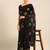 Black chiffon swarovski work saree with matching blouse piece