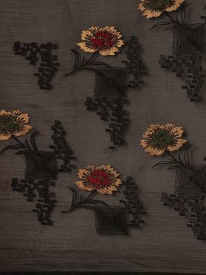 Black chiffon swarovski work saree with matching blouse piece 5