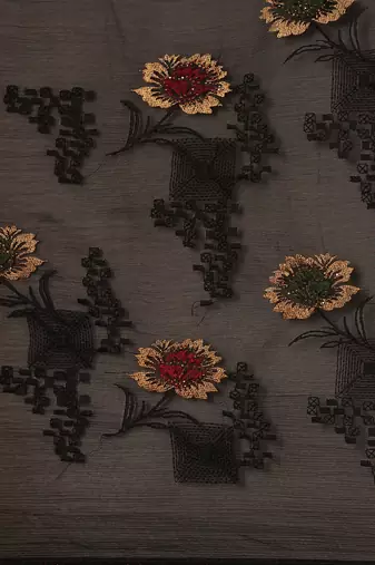 Black chiffon swarovski work saree with matching blouse piece
