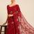 Maroon chiffon swarovski work saree with matching blouse piece