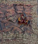 Onion Pink Color Sequence Embroidery Work Frendy Chiffon Saree