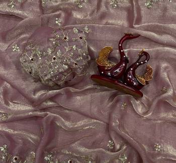 Pink Color Sequence Embroidery Work Frendy Chiffon Saree 2