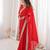 Red Color  Sequins Lace Border Work Satin Silk Saree