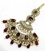 maroon maang-tikka kundan