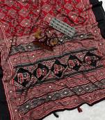 Black Color Zari and mirror work crepe silk Saree