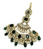 green maang-tikka kundan