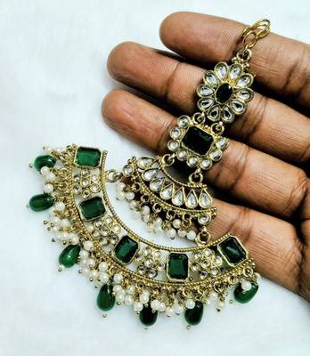 green maang-tikka kundan 2