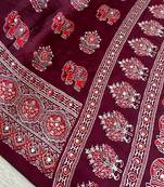 Red Color Zari and mirror work crepe silk Saree