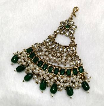 green maang-tikka kundan 1