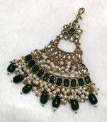 green maang-tikka kundan