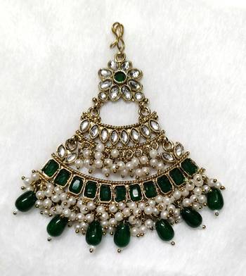 green maang-tikka kundan 2