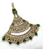 green maang-tikka kundan