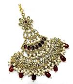 maroon maang-tikka kundan