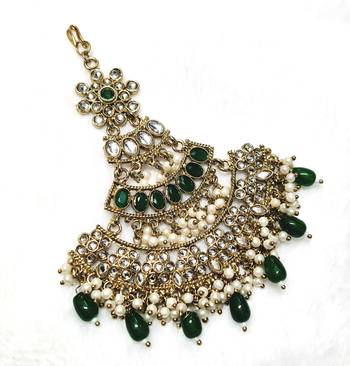 green maang-tikka kundan 1
