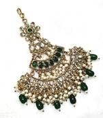 green maang-tikka kundan