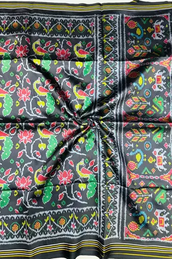 Neavy Blue Color Lagadi pallu and decorative tassels Double pichwai print  Silk Saree