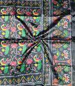 Neavy Blue Lagadi Pallu And Decorative Tassels Double Pichwai Print Art Silk Saree