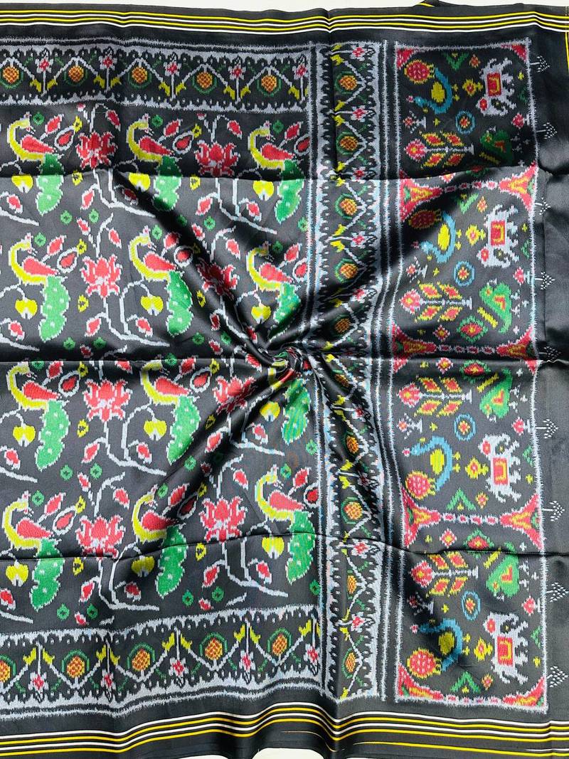 Neavy Blue Color Lagadi pallu and decorative tassels Double pichwai print  Silk Saree