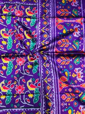 Purple Color Lagadi pallu and decorative tassels Double pichwai print  art silk saree 2
