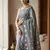 Grey Color Zari Weaving butti Work Cotton Saree