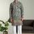 Men's stylish rayon silk sequins position embroidery kurta pant set