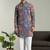 Men's stylish rayon silk sequins position embroidery kurta pant set