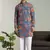 Men's stylish rayon silk sequins position embroidery kurta pant set