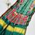 Green Color Printed zari lining stripe border Work silk Saree