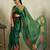 Green digital print silk ethnic ready to wear saree with blouse