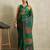 Green digital print silk ethnic ready to wear saree with blouse