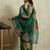 Green digital print silk ethnic ready to wear saree with blouse