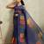 Navy geometric print chiffon ethnic causal wear saree with blouse