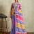 Purple bandhani  printed cotton blend ethnic causal wear saree with blouse