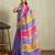 Purple bandhani  printed cotton blend ethnic causal wear saree with blouse