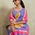 Purple bandhani  printed cotton blend ethnic causal wear saree with blouse