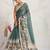 Green kalamkari print chiffon ethnic causal waer saree with blouse