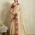 Cream ikat cotton silk ethnic causal wear saree with blouse