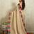 Cream ikat cotton silk ethnic causal wear saree with blouse