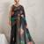 Black floral print silk ethnic causal wear saree with blouse