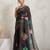 Black floral print silk ethnic causal wear saree with blouse