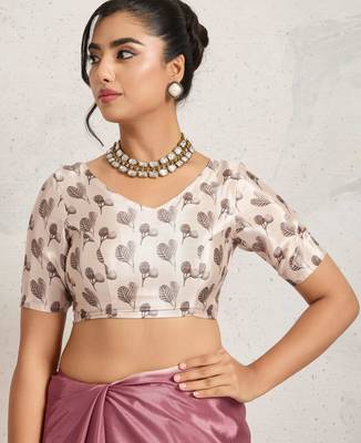 Rust  kalamkari print chiffon ethnic party wear saree with blouse 5