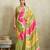 Green bandhani printed satin ethnic causal wear saree with blouse