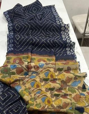 Neavy Blue Color Printed floral pallu Work  Linen Cotton Saree 2