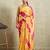Yellow bandhani printed satin ethnic causal wear saree with blouse